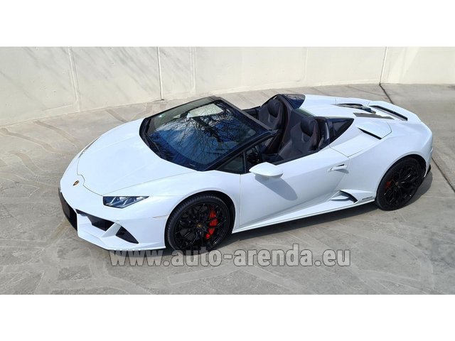 Rental Lamborghini Huracan EVO Spyder White in Turin